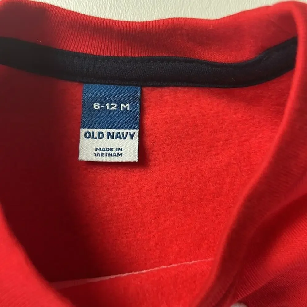 Old Navy Baby Red Graphic Crewneck Long Sleeve Cold Weather Sweatshirt Sz 6-12M